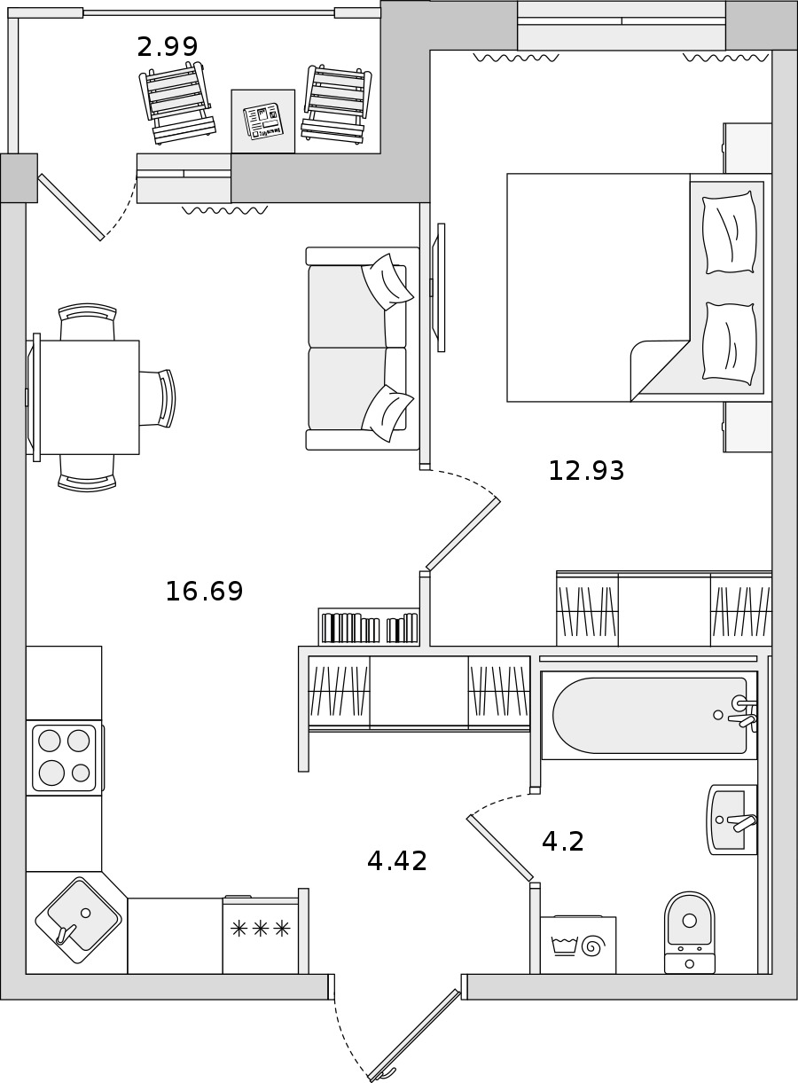 1-комнатная квартира 38.24 м², 5/9 эт., ЖК «Город Первых»